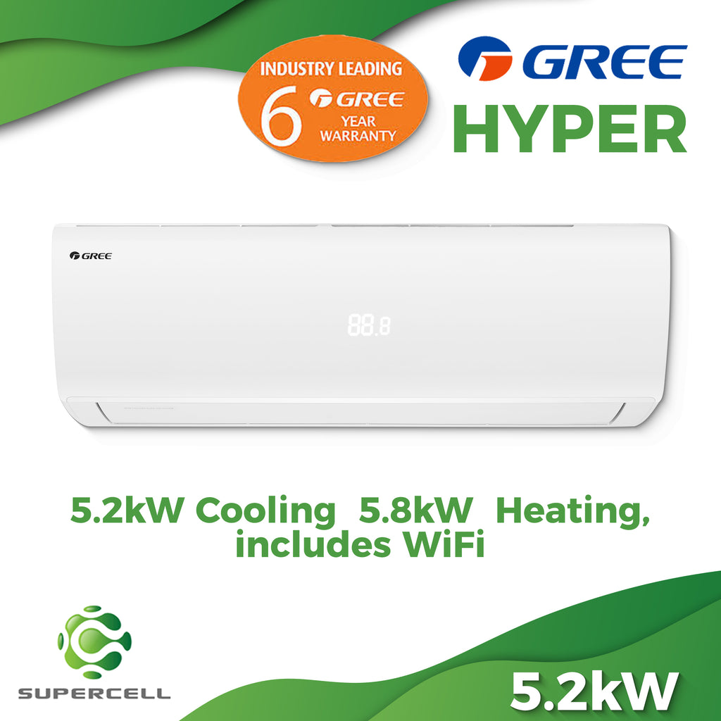 Gree Hyper 52kw Cooling 58kw Heating Includes Wifi Supercellnz 6823